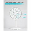 Black & Decker 12-Inch Dual Blade Table Fan with RemoteTabletop Fan with Adjustable Tilt, White BFDTD12VW
